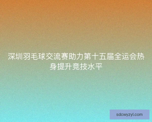 深圳羽毛球交流赛助力第十五届全运会热身提升竞技水平
